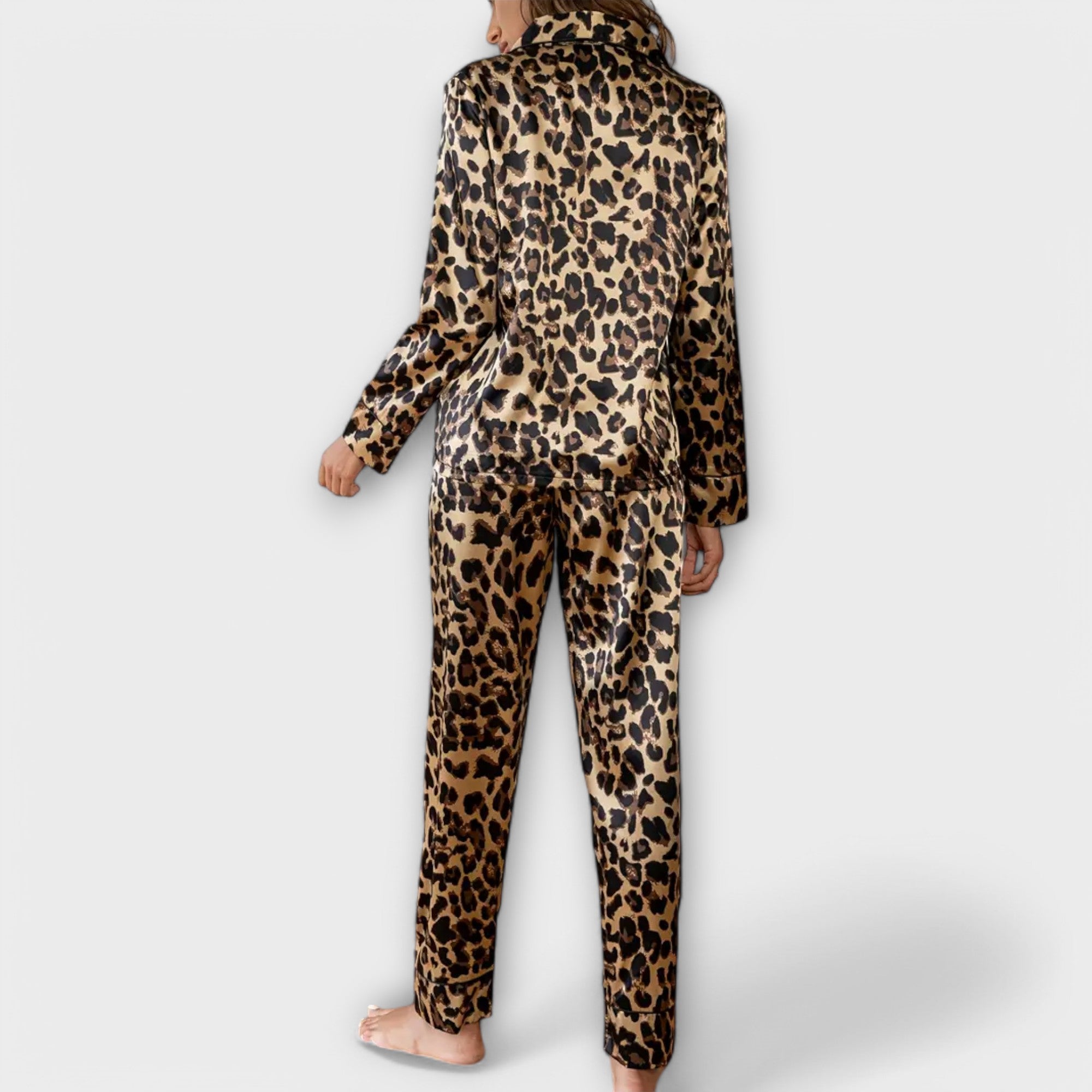 Glamourøst Leopard-Satin Pyjamassæt