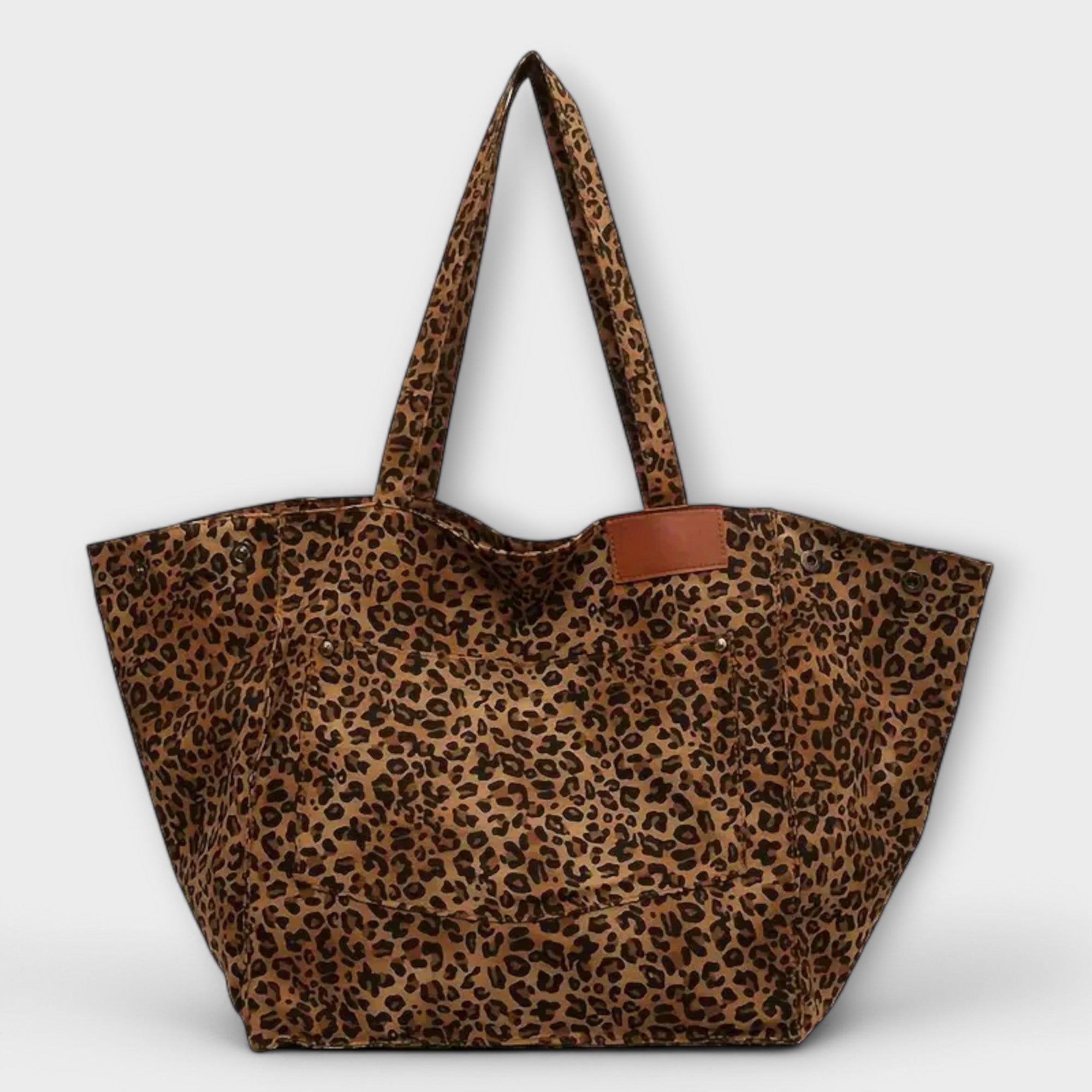 Elegant Leopardmønstret Canvas Skuldertaske