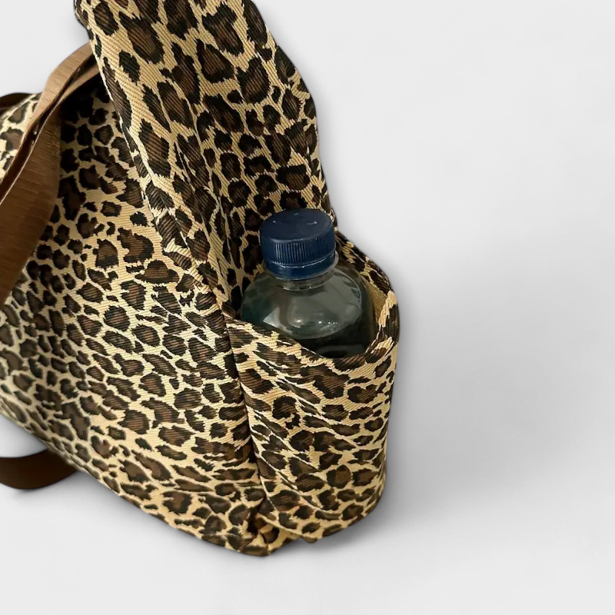 Leopardmønstret Canvas Crossbody Taske