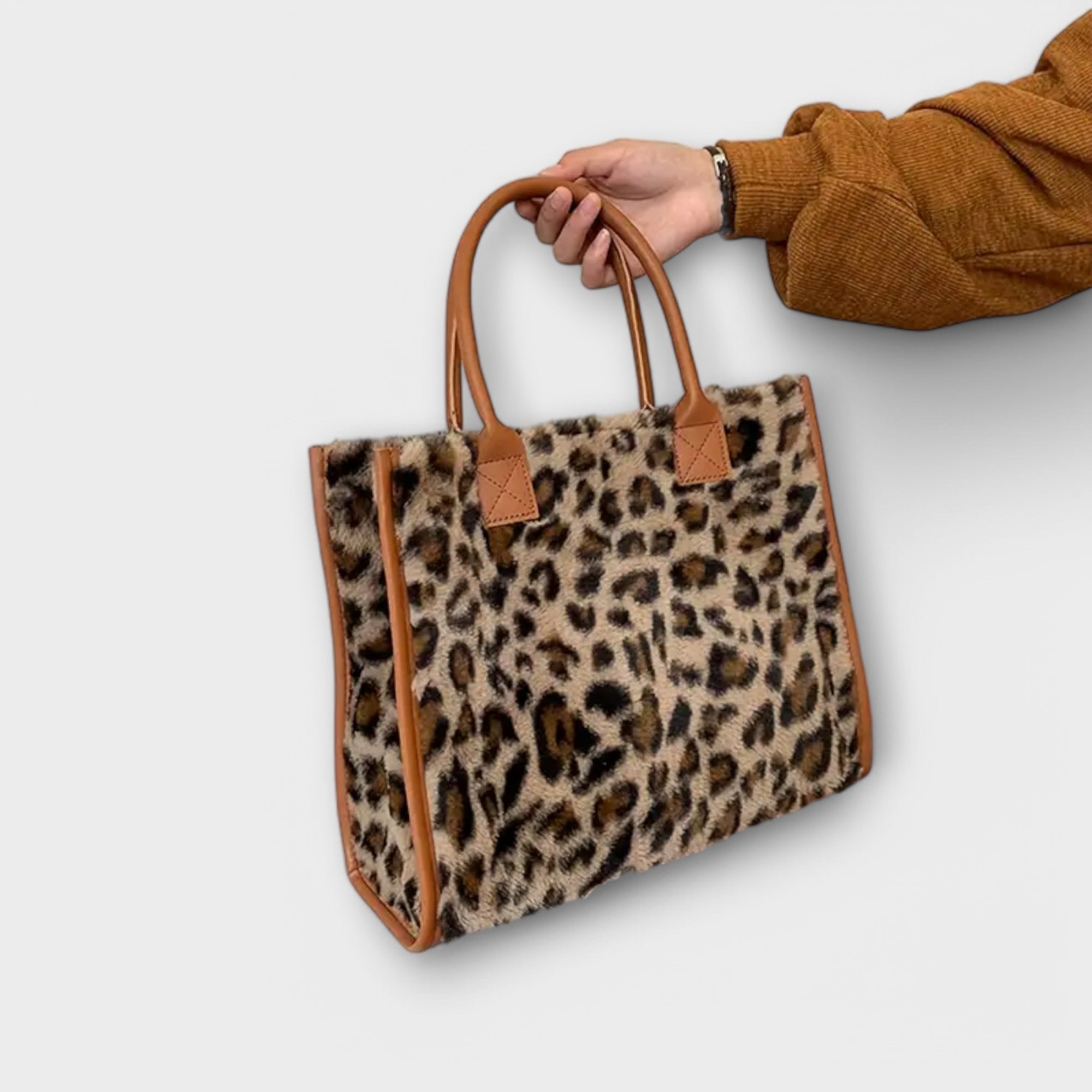 Chic Leopardmønstret Plys Tote