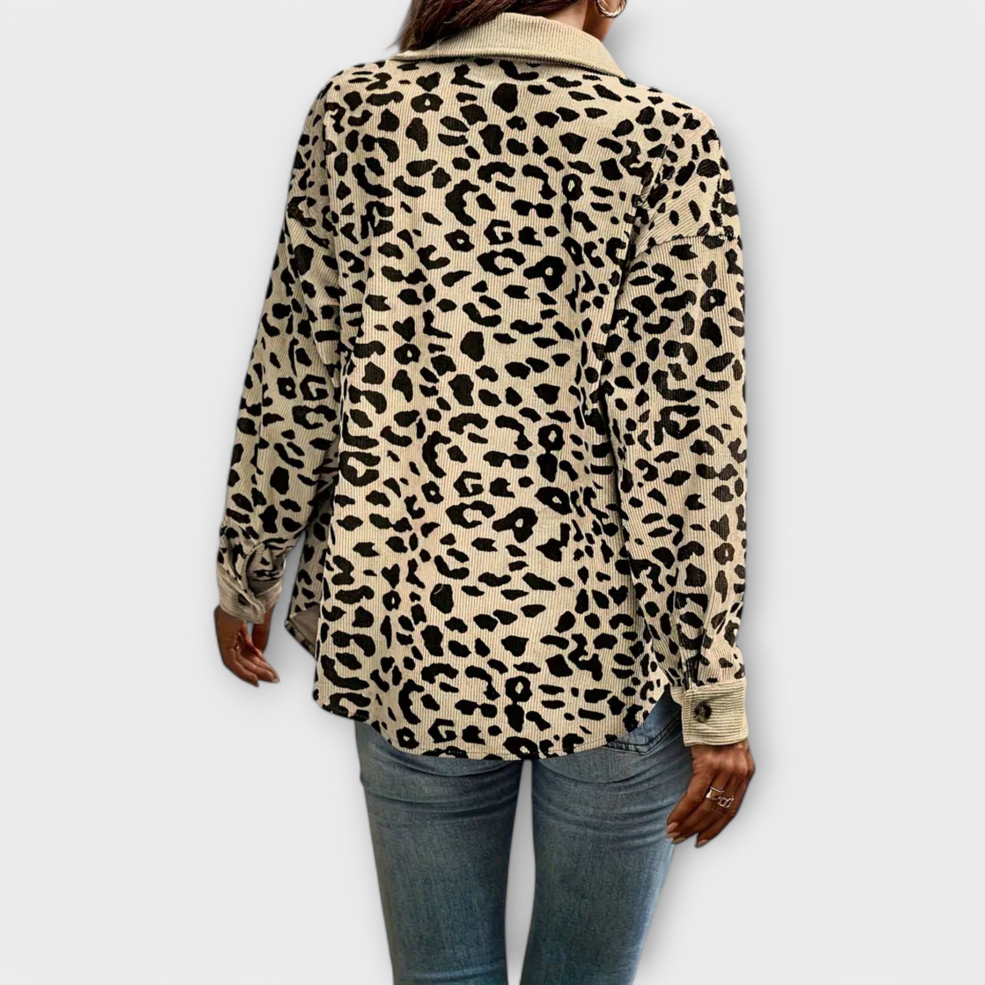 Casual Leopardmønstret Skjortejakke